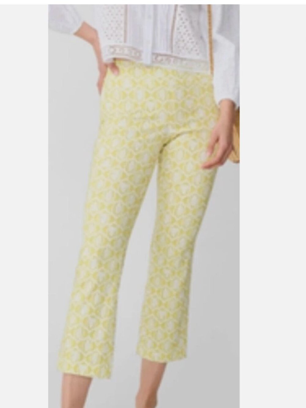 J.McLaughlin Ivy Pants Chartreuse/White Lahara Leaves size 2. NWT
